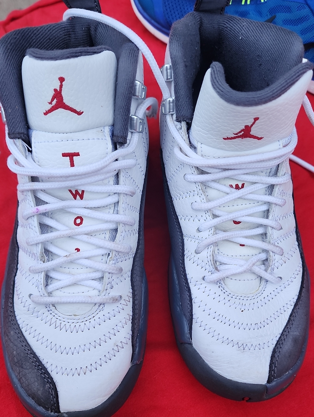 Jordan Kids White and Gray High-Top Sneakers with Red Jumpman